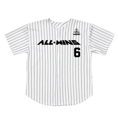 All Wins Striped Baseball Jersey
